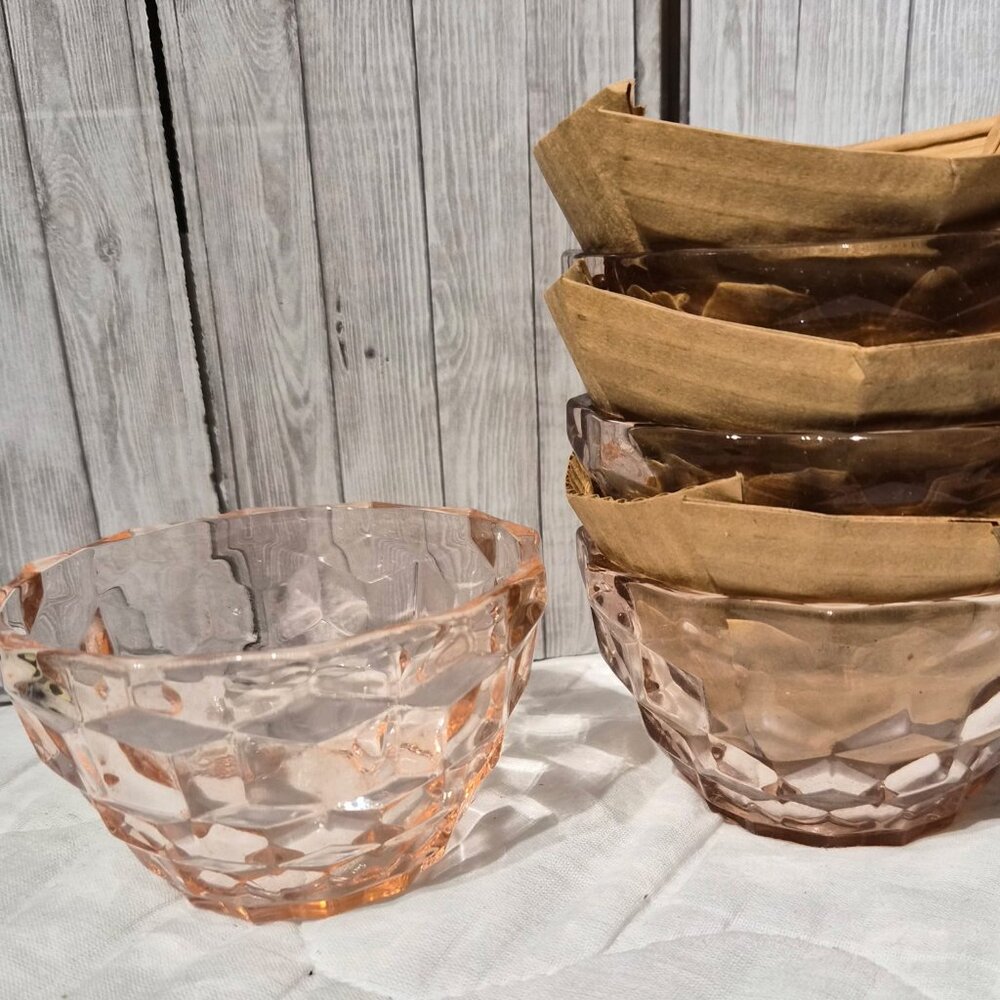 Rose Color Depressionwear Dessert Dishes, in original packaging